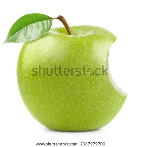 Bitten green apple, isolated on white background Stock foto © 
