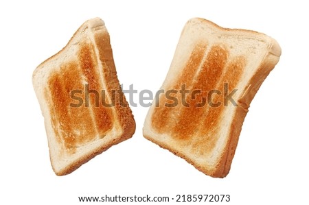 Image, Stock Photo Two slice of home made organic sourdough bread slice with butter and raspberry jam on a wooden chopping board with spoon and loaf of bread and napkin. Healthy breakfast idea for vegetarians