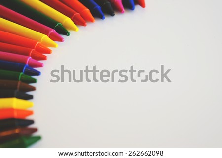 Colorful wax crayons background