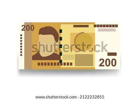 Kyrgyz som Vector Illustration. Kyrgyzstan money set bundle banknotes. Paper money 200 c. Flat style. Vector illustration.