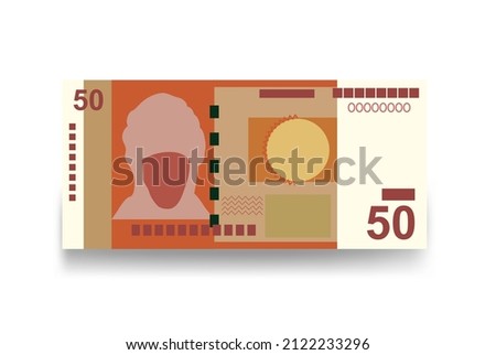 Kyrgyz som Vector Illustration. Kyrgyzstan money set bundle banknotes. Paper money 50 c. Flat style. Vector illustration.