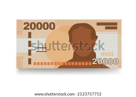 Chilean Peso Vector Illustration. Chile money set bundle banknotes. Paper money 20000 CLP. Flat style. Isolated on white background. Simple minimal design.