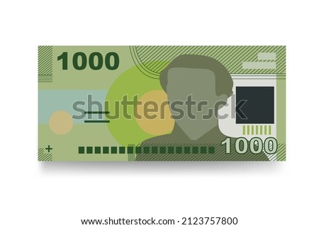 Chilean Peso Vector Illustration. Chile money set bundle banknotes. Paper money 1000 CLP. Flat style. Isolated on white background. Simple minimal design.