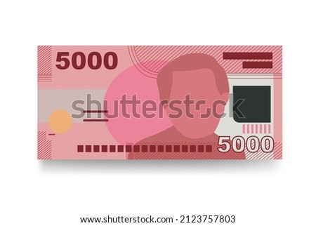 Chilean Peso Vector Illustration. Chile money set bundle banknotes. Paper money 5000 CLP. Flat style. Isolated on white background. Simple minimal design.