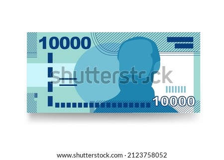 Chilean Peso Vector Illustration. Chile money set bundle banknotes. Paper money 10000 CLP. Flat style. Isolated on white background. Simple minimal design.