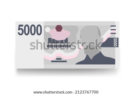 Czech Koruna Vector Illustration. Czech Republic money set bundle banknotes. Paper money 5000 CZK. Flat style. Isolated on white background. Simple minimal design.
