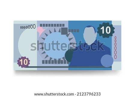 Tongan pa’anga Vector Illustration. Tonga paanga money set bundle banknotes. Paper money 10 TOP. Flat style. Isolated on white background. Simple minimal design.
