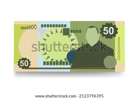 Tongan pa’anga Vector Illustration. Tonga paanga money set bundle banknotes. Paper money 50 TOP. Flat style. Isolated on white background. Simple minimal design.