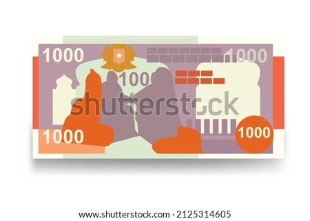 Somali Shilling Vector Illustration. Somalia money set bundle banknotes. Paper money 1000 SOS. Flat style. Isolated on white background. Simple minimal design.