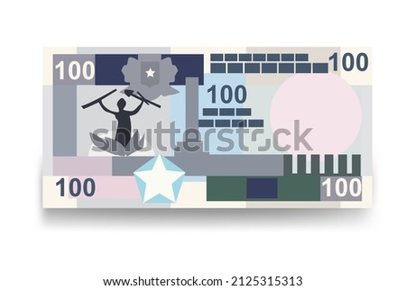 Somali Shilling Vector Illustration. Somalia money set bundle banknotes. Paper money 100 SOS. Flat style. Isolated on white background. Simple minimal design.