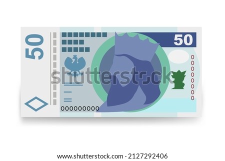 Polish Zloty Vector Illustration. Poland money set bundle banknotes. Paper money 50 PLN. Flat style. Isolated on white background. Simple minimal design.