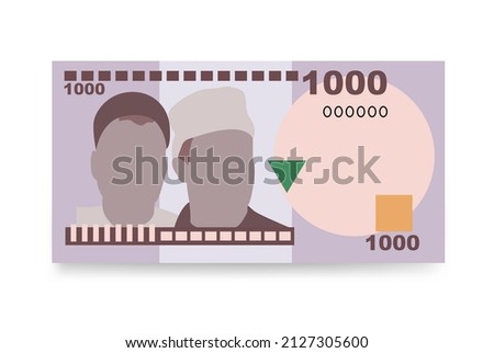 Nigerian Naira Vector Illustration. Nigeria money set bundle banknotes. Paper money 1000 NGN. Flat style. Isolated on white background. Simple minimal design.