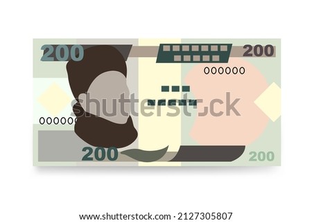 Nigerian Naira Vector Illustration. Nigeria money set bundle banknotes. Paper money 200 NGN. Flat style. Isolated on white background. Simple minimal design.