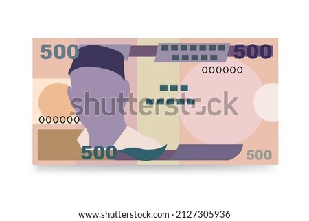 Nigerian Naira Vector Illustration. Nigeria money set bundle banknotes. Paper money 500 NGN. Flat style. Isolated on white background. Simple minimal design.