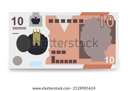 Pound Sterling Vector Illustration. United Kingdom, Guernsey, Isle of Man, Jersey money set bundle banknotes. Paper money 10 GBP. Flat style. Isolated on white background.