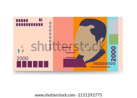 Cabo Verde Escudo Vector Illustration. West African money set bundle banknotes. Paper money 2000 CVE. Flat style. Isolated on white background. Simple minimal design.