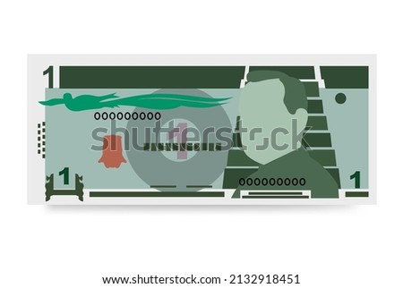 Guatemalan Quetzal Vector Illustration. Guatemala money set bundle banknotes. Paper money 1 GTQ. Flat style. Isolated on white background. Simple minimal design.