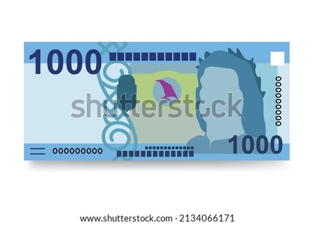 Hungarian Forint Vector Illustration. Hungary money set bundle banknotes. Paper money 1000 HUF. Flat style. Isolated on white background. Simple minimal design.