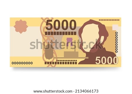 Hungarian Forint Vector Illustration. Hungary money set bundle banknotes. Paper money 5000 HUF. Flat style. Isolated on white background. Simple minimal design.