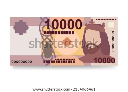 Hungarian Forint Vector Illustration. Hungary money set bundle banknotes. Paper money 10000 HUF. Flat style. Isolated on white background. Simple minimal design.