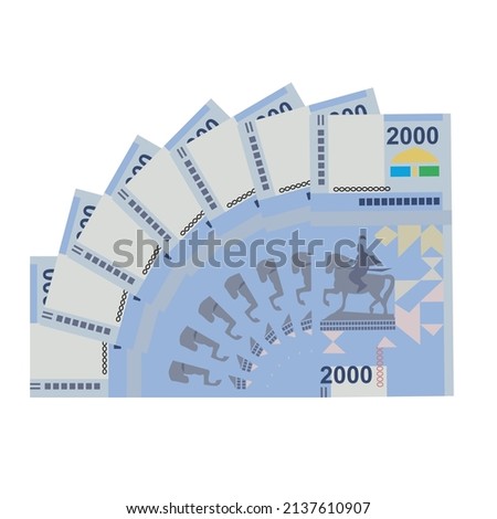 Kyrgyz som Vector Illustration. Kyrgyzstan money set bundle banknotes. Paper money 2000 som. Flat style. Isolated on white background. Simple minimal design.