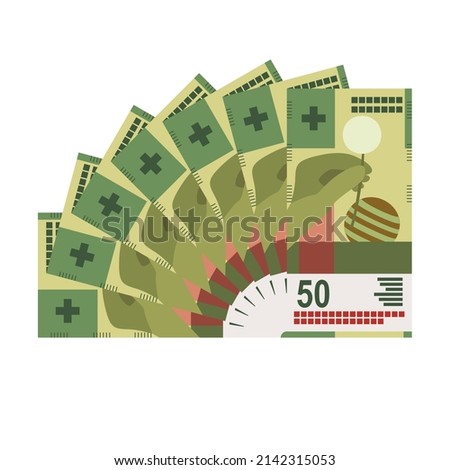 Swiss Franc Vector Illustration. Switzerland, Liechtenstein money set bundle banknotes. Paper money 50 fr. Flat style. Isolated on white background. Simple minimal design.