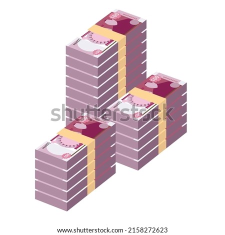 Tongan pa’anga Vector Illustration. Tonga paanga money set bundle banknotes. Paper money 100 TOP. Flat style. Isolated on white background. Simple minimal design.