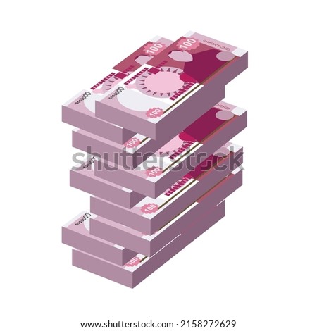 Tongan pa’anga Vector Illustration. Tonga paanga money set bundle banknotes. Paper money 100 TOP. Flat style. Isolated on white background. Simple minimal design.