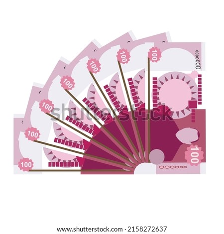 Tongan pa’anga Vector Illustration. Tonga paanga money set bundle banknotes. Paper money 100 TOP. Flat style. Isolated on white background. Simple minimal design.