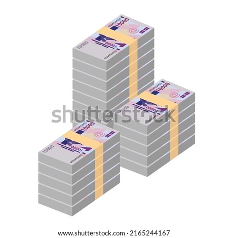 CFA Franc BCEAO Vector Illustration. West African Frank money set bundle banknotes. Paper money 10000 Fr. Flat style. Isolated on white background. Simple minimal design.