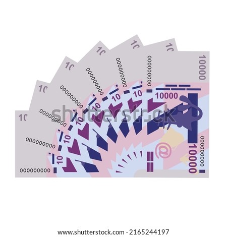 CFA Franc BCEAO Vector Illustration. West African Frank money set bundle banknotes. Paper money 10000 Fr. Flat style. Isolated on white background. Simple minimal design.