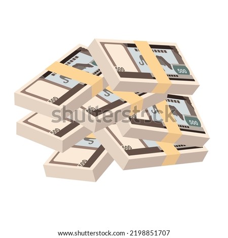 Nepalese Rupee Vector Illustration. Nepal money set bundle banknotes. Paper money 500 NPR. Flat style. Isolated on white background. Simple minimal design.