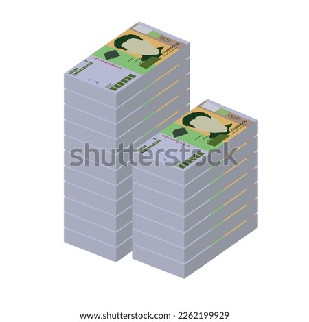 Cabo Verde Escudo Vector Illustration. West African money set bundle banknotes. Paper money 500 CVE. Flat style. Isolated on white background. Simple minimal design.