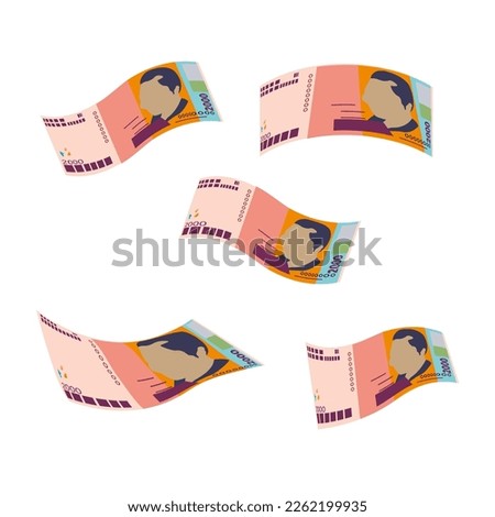 Cabo Verde Escudo Vector Illustration. West African money set bundle banknotes. Falling, flying money 2000 CVE. Flat style. Isolated on white background. Simple minimal design.