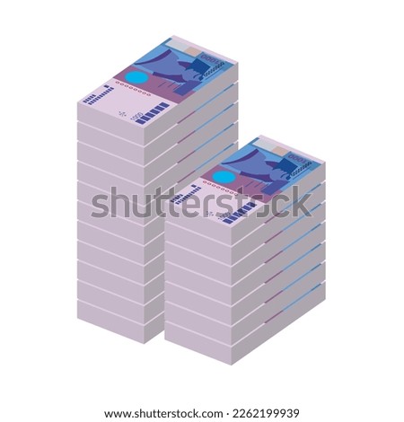 Cabo Verde Escudo Vector Illustration. West African money set bundle banknotes. Paper money 1000 CVE. Flat style. Isolated on white background. Simple minimal design.