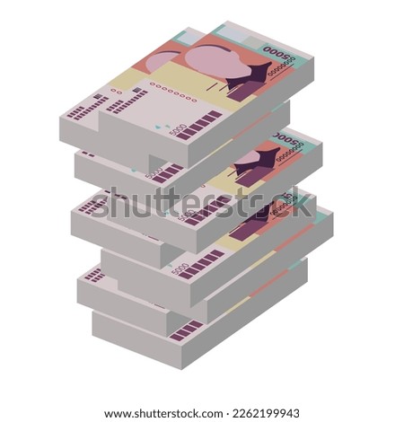 Cabo Verde Escudo Vector Illustration. West African money set bundle banknotes. Paper money 5000 CVE. Flat style. Isolated on white background. Simple minimal design.