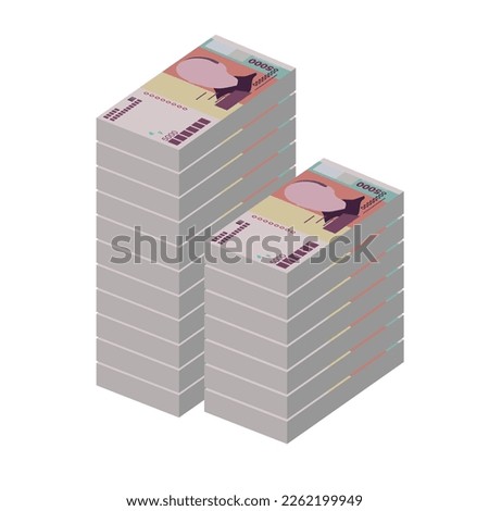 Cabo Verde Escudo Vector Illustration. West African money set bundle banknotes. Paper money 5000 CVE. Flat style. Isolated on white background. Simple minimal design.