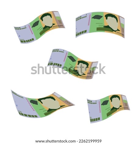 Cabo Verde Escudo Vector Illustration. West African money set bundle banknotes. Falling, flying money 500 CVE. Flat style. Isolated on white background. Simple minimal design.