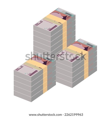 Cabo Verde Escudo Vector Illustration. West African money set bundle banknotes. Paper money 5000 CVE. Flat style. Isolated on white background. Simple minimal design.