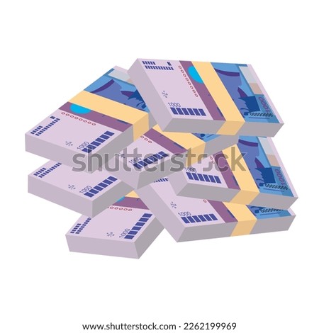 Cabo Verde Escudo Vector Illustration. West African money set bundle banknotes. Paper money 1000 CVE. Flat style. Isolated on white background. Simple minimal design.