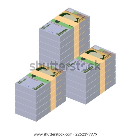 Cabo Verde Escudo Vector Illustration. West African money set bundle banknotes. Paper money 500 CVE. Flat style. Isolated on white background. Simple minimal design.