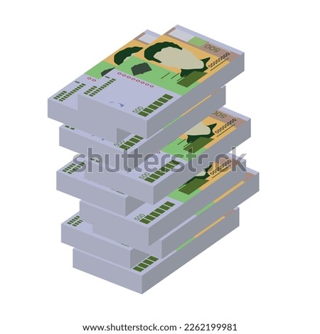 Cabo Verde Escudo Vector Illustration. West African money set bundle banknotes. Paper money 500 CVE. Flat style. Isolated on white background. Simple minimal design.