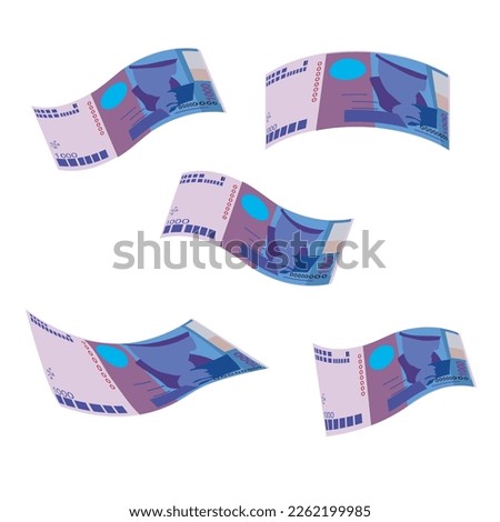 Cabo Verde Escudo Vector Illustration. West African money set bundle banknotes. Falling, flying money 1000 CVE. Flat style. Isolated on white background. Simple minimal design.