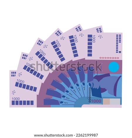 Cabo Verde Escudo Vector Illustration. West African money set bundle banknotes. Paper money 1000 CVE. Flat style. Isolated on white background. Simple minimal design.