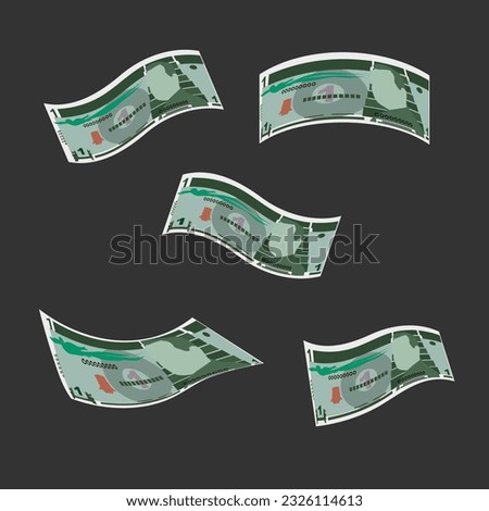 Guatemalan Quetzal Vector Illustration. Guatemala money set bundle banknotes. Falling, flying money 1 GTQ. Flat style. Isolated on white background. Simple minimal design.
