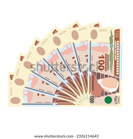 Guatemalan Quetzal Vector Illustration. Guatemala money set bundle banknotes. Paper money 100 GTQ. Flat style. Isolated on white background. Simple minimal design.