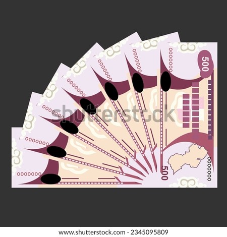 Guyana Dollar Vector Illustration. Guyanese money set bundle banknotes. Paper money 500 GYD. Flat style. Isolated on white background. Simple minimal design.