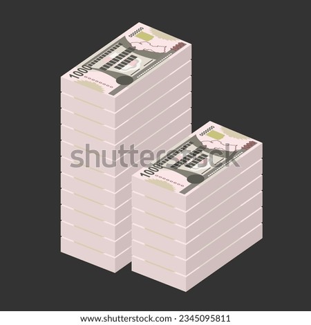 Guyana Dollar Vector Illustration. Guyanese money set bundle banknotes. Paper money 1000 GYD. Flat style. Isolated on white background. Simple minimal design.
