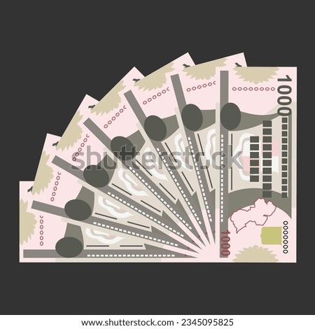 Guyana Dollar Vector Illustration. Guyanese money set bundle banknotes. Paper money 1000 GYD. Flat style. Isolated on white background. Simple minimal design.