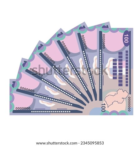 Guyana Dollar Vector Illustration. Guyanese money set bundle banknotes. Paper money 100 GYD. Flat style. Isolated on white background. Simple minimal design.